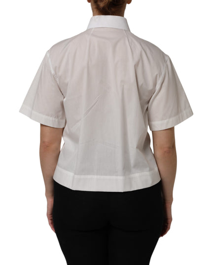 Dolce & Gabbana White Cotton Short Sleeves Collared Top Shirt