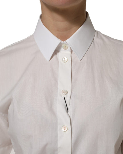 Dolce & Gabbana White Cotton Short Sleeves Collared Top Shirt