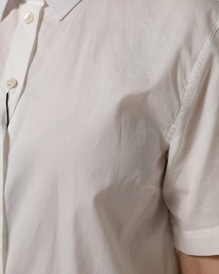 Dolce & Gabbana White Cotton Short Sleeves Collared Top Shirt
