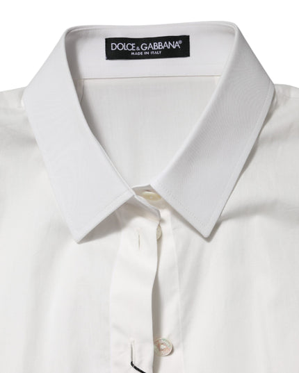 Dolce & Gabbana White Cotton Short Sleeves Collared Top Shirt