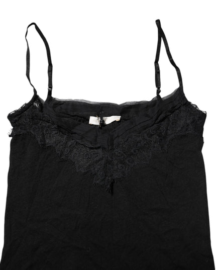 Scervino Street Black Wool Sleeveless Square Neck Tank Top