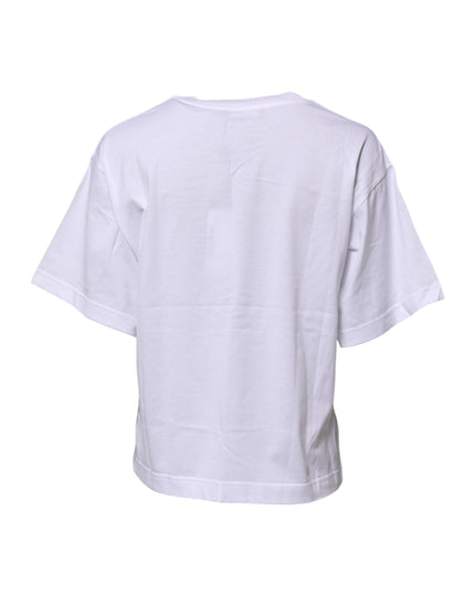 Dolce & Gabbana White Cotton Graphic Print Crew Neck T-shirt