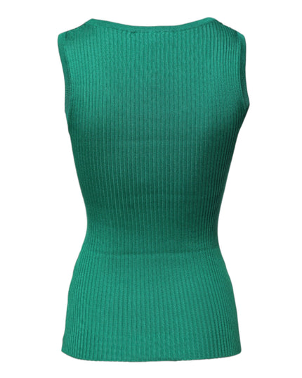 Dolce & Gabbana Green Silk Sleeveless Round Neck Tank Top