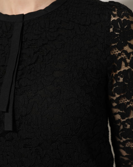 Dolce & Gabbana Black Nylon Lace Long Sleeve Blouse Top