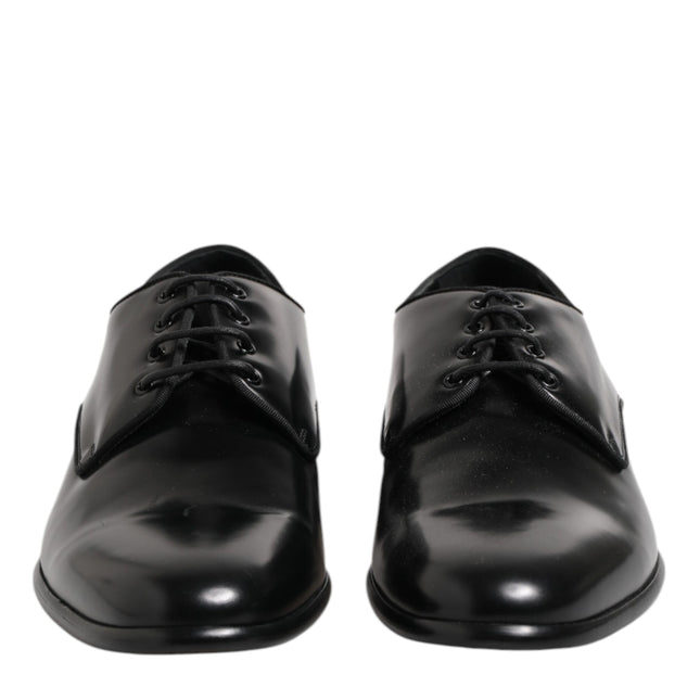 Dolce & Gabbana Black Leather Lace Up Derby Men Dress Shoes