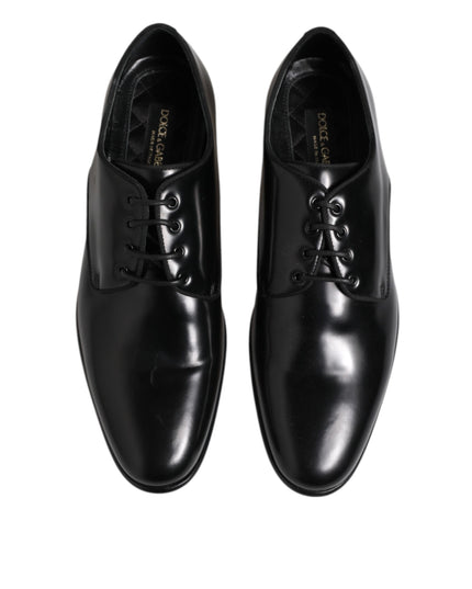 Dolce & Gabbana Black Leather Lace Up Derby Men Dress Shoes