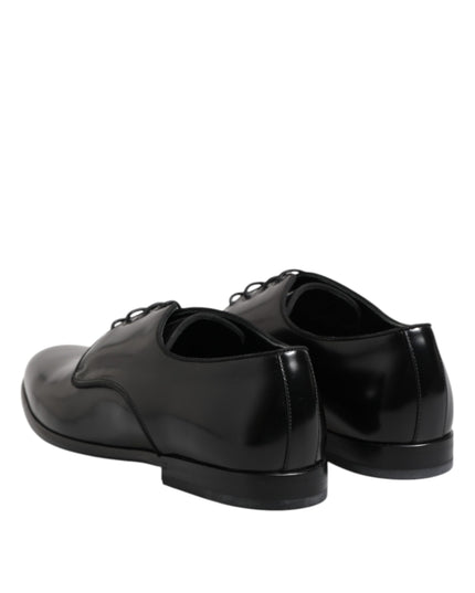 Dolce & Gabbana Black Leather Lace Up Derby Men Dress Shoes