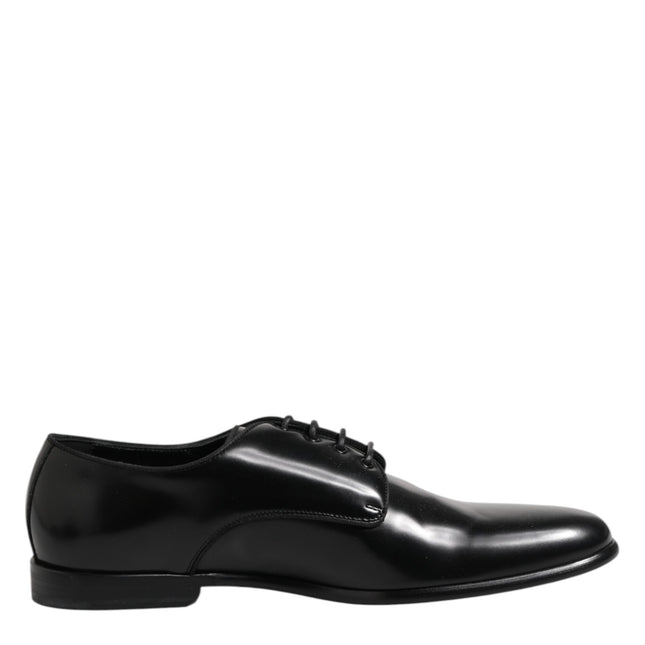 Dolce & Gabbana Black Leather Lace Up Derby Men Dress Shoes