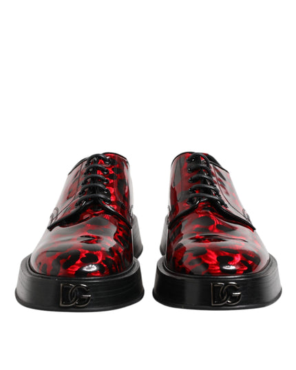 Dolce & Gabbana Red Leopard Derby Formal Men Dress Shoes
