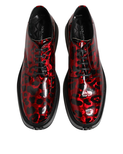 Dolce & Gabbana Red Leopard Derby Formal Men Dress Shoes