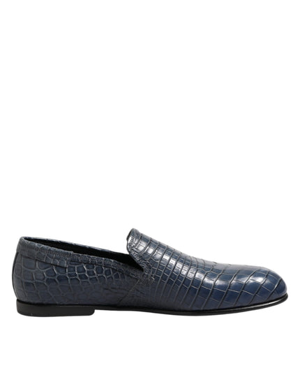 Dolce & Gabbana Blue Exotic Leather Slip On Loafers Men Dress Shoes