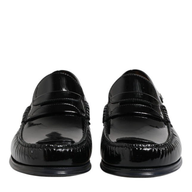 Dolce & Gabbana Black Leather Slip On Loafers Dress Shoes