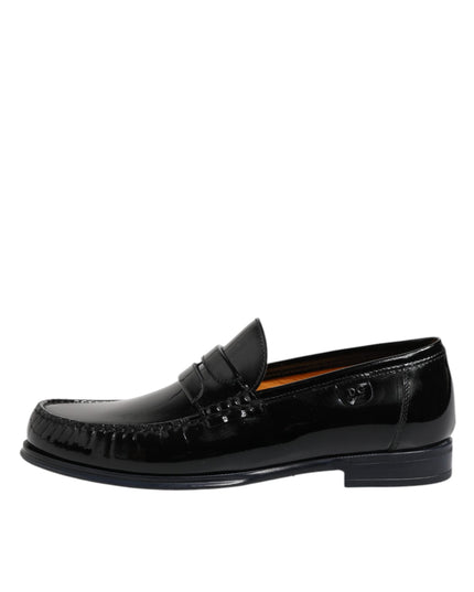 Dolce & Gabbana Black Leather Slip On Loafers Dress Shoes