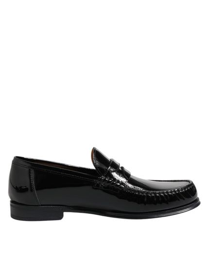 Dolce & Gabbana Black Leather Slip On Loafers Dress Shoes