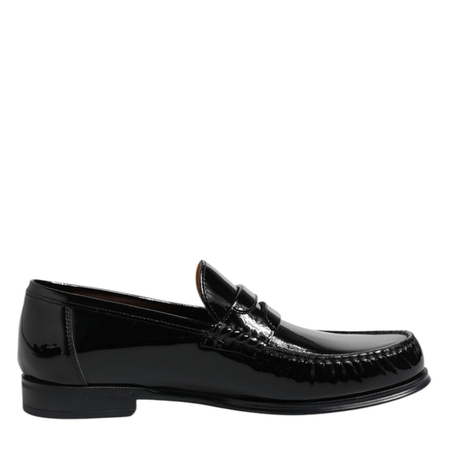 Dolce & Gabbana Black Leather Slip On Loafers Dress Shoes