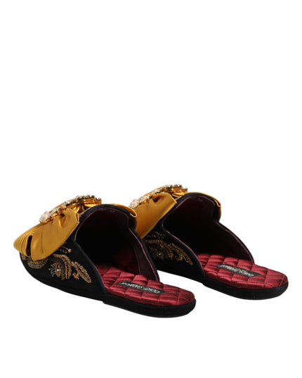 Dolce & Gabbana Multicolor Embellished Flat Sandals Shoes