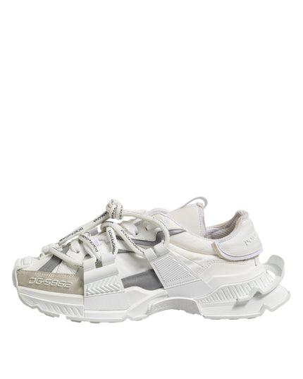 Dolce & Gabbana White Gray Low Top Space Sneakers Shoes