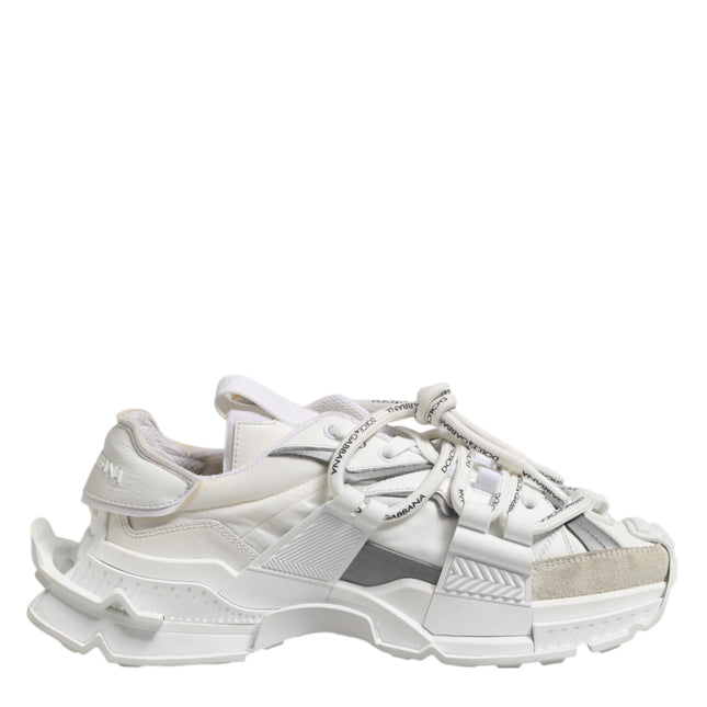 Dolce & Gabbana White Gray Low Top Space Sneakers Shoes