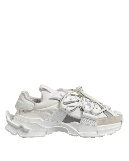 Dolce & Gabbana White Gray Low Top Space Sneakers Shoes