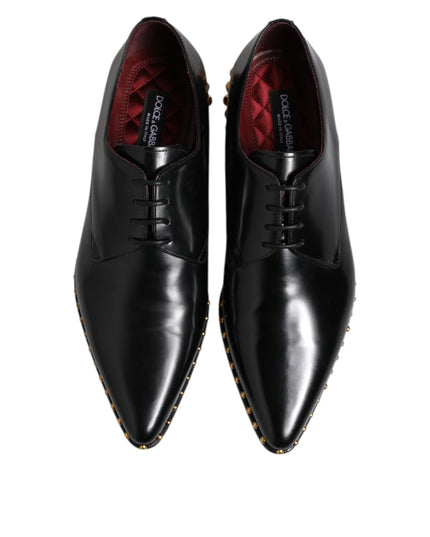 Dolce & Gabbana Black Leather Studded Derby Men Dress Shoes