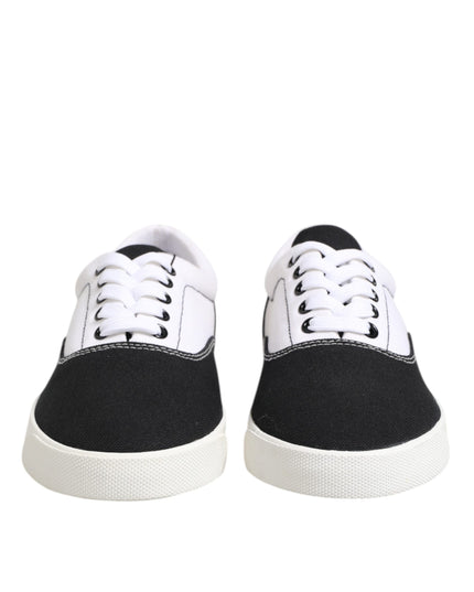 Dolce & Gabbana Black Cotton Canvas Lace Up Men Sneakers Shoes