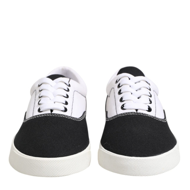 Dolce & Gabbana Black Cotton Canvas Lace Up Men Sneakers Shoes