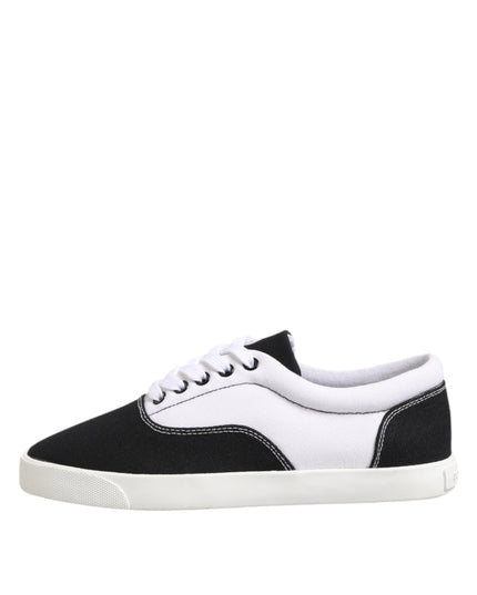 Dolce & Gabbana Black Cotton Canvas Lace Up Men Sneakers Shoes