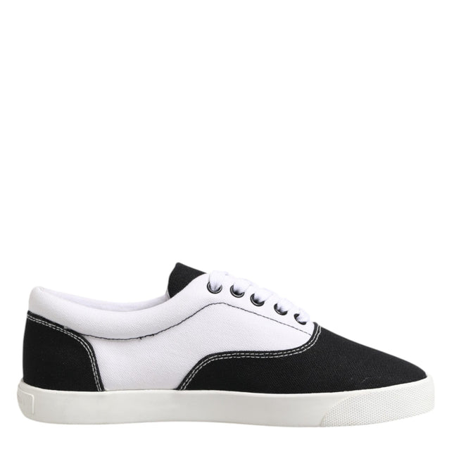 Dolce & Gabbana Black Cotton Canvas Lace Up Men Sneakers Shoes