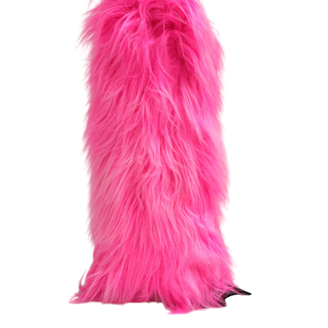 Dolce & Gabbana Pink Faux Fur Leather High Heels Boots Shoes