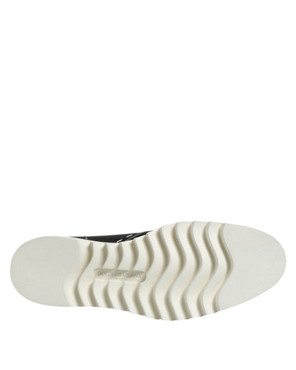 Dolce & Gabbana Black White Leather Ankle Boots Shoes