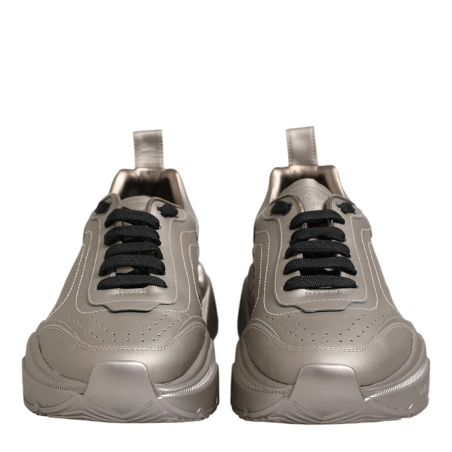 Dolce & Gabbana Silver DAYMASTER Leather Men Sneakers Shoes
