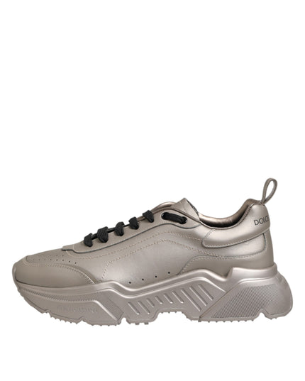Dolce & Gabbana Silver DAYMASTER Leather Men Sneakers Shoes