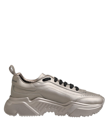 Dolce & Gabbana Silver DAYMASTER Leather Men Sneakers Shoes
