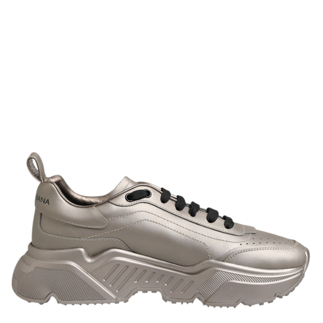 Dolce & Gabbana Silver DAYMASTER Leather Men Sneakers Shoes