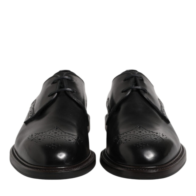 Dolce & Gabbana Black Leather Derby Wingtip Formal Shoes
