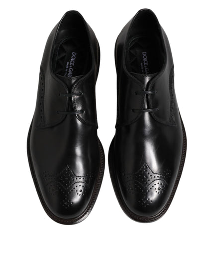 Dolce & Gabbana Black Leather Derby Wingtip Formal Shoes