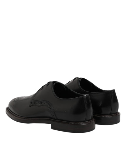 Dolce & Gabbana Black Leather Derby Wingtip Formal Shoes