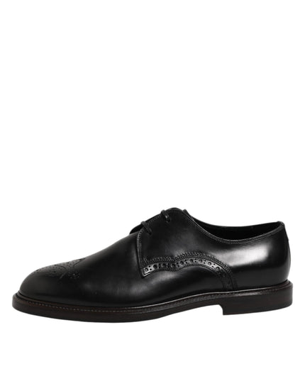 Dolce & Gabbana Black Leather Derby Wingtip Formal Shoes