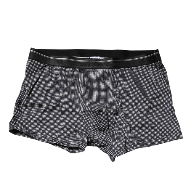 Dolce & Gabbana Gray Printed Cotton Boxer Short Underwear