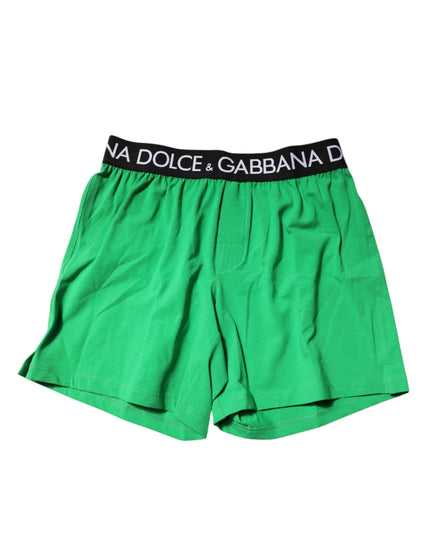 Dolce & Gabbana Green Cotton Regular Boxer Shorts Underwear