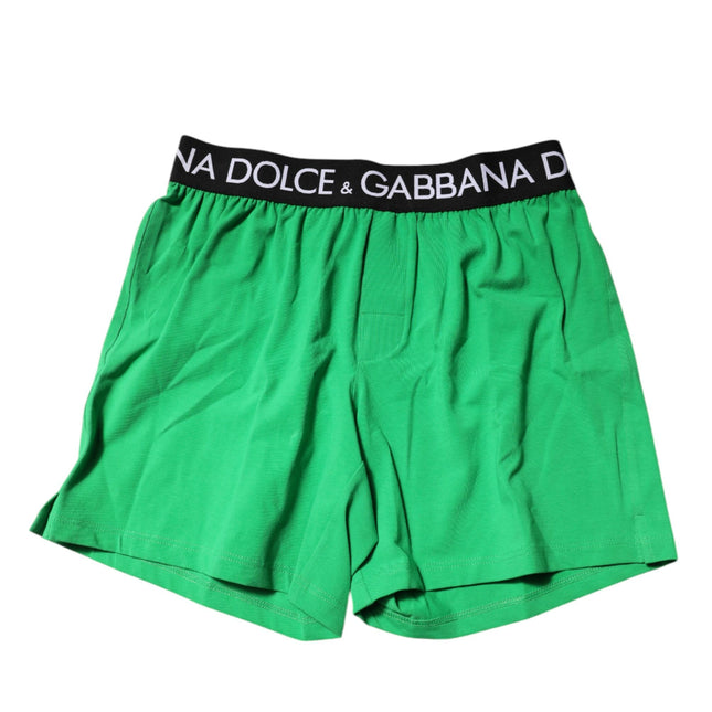 Dolce & Gabbana Green Cotton Regular Boxer Shorts Underwear