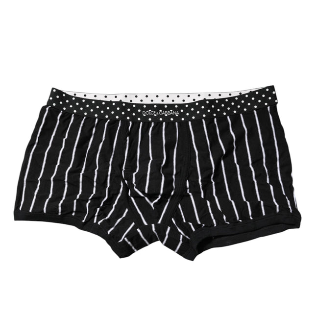 Dolce & Gabbana Black White Striped Regular Boxer Underwear