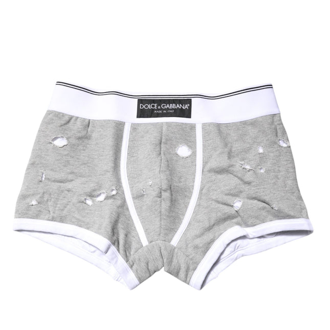 Dolce & Gabbana Gray Cotton Stretch Regular Boxer Underwear