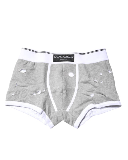 Dolce & Gabbana Gray Cotton Stretch Regular Boxer Underwear