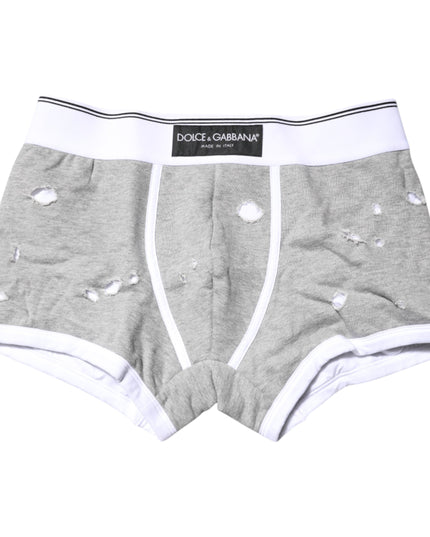 Dolce & Gabbana Gray Cotton Stretch Regular Boxer Underwear