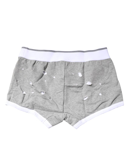 Dolce & Gabbana Gray Cotton Stretch Regular Boxer Underwear
