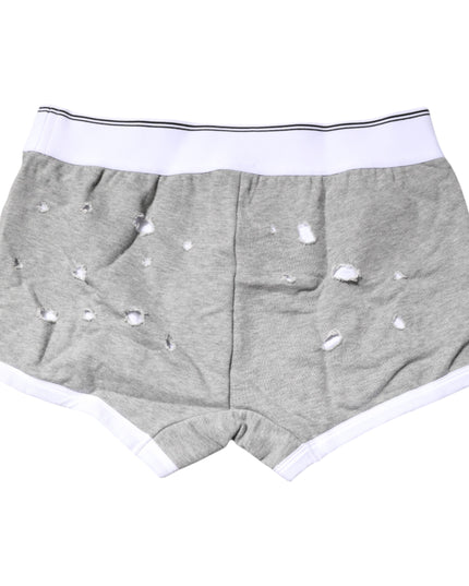 Dolce & Gabbana Gray Cotton Stretch Regular Boxer Underwear