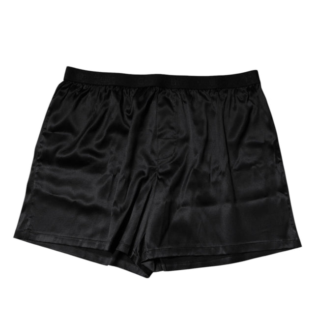 Dolce & Gabbana Black Silk Regular Men Boxer Shorts Underwear