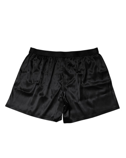 Dolce & Gabbana Black Silk Regular Men Boxer Shorts Underwear