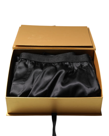 Dolce & Gabbana Black Silk Regular Men Boxer Shorts Underwear